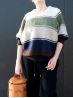 Knitting pattern featuring Zuzu sweater with five color blocks and thin stripes