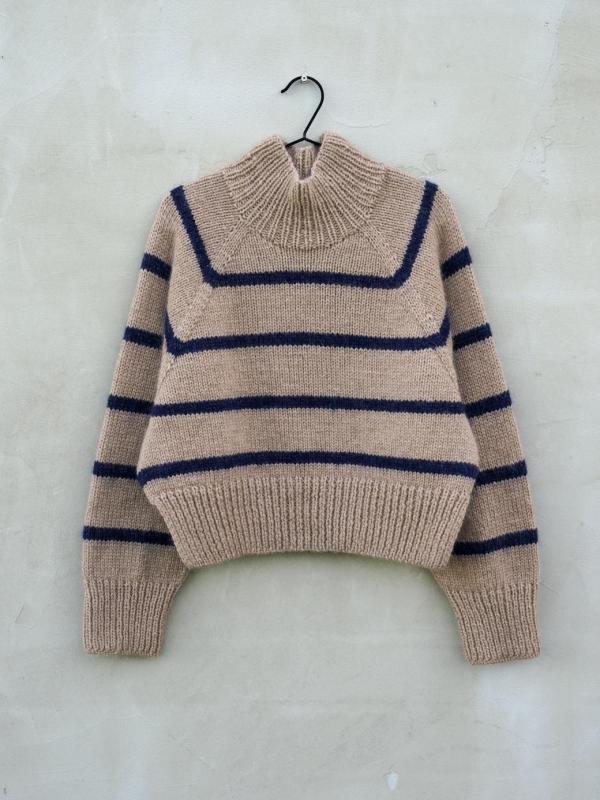 Ruke Cropped sweater knitting pattern striped mock neck design