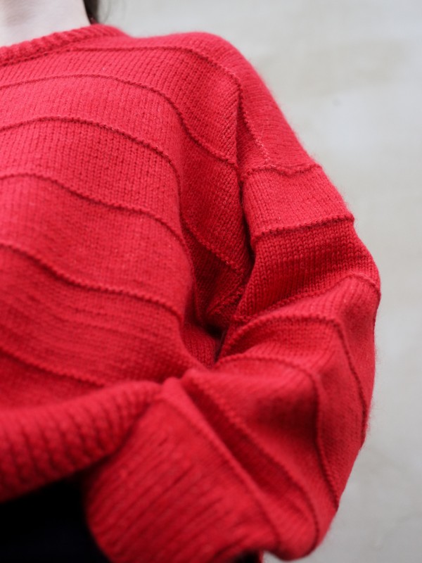 Ruke Scarlet sweater knitting pattern top down oversized red wool sweater