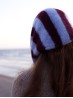 Ruke Headscarf knitting pattern striped knit hood detail view