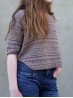 Yoga Summer sweater knitting pattern side view with short sleeves and side slit