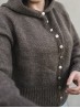 Autumn Hooded cardigan knitting pattern close-up of button band and ribbed hem