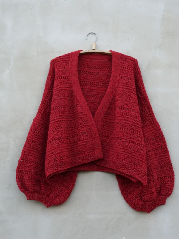 Ruke Moon cardigan knitting pattern oversized red cardigan