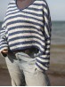 Marine sweater knitting pattern by Ruke Knit - blue and white striped sweater stitch detail