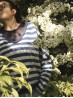 Marine sweater knitting pattern by Ruke Knit - V-neck and striped sweater front detail