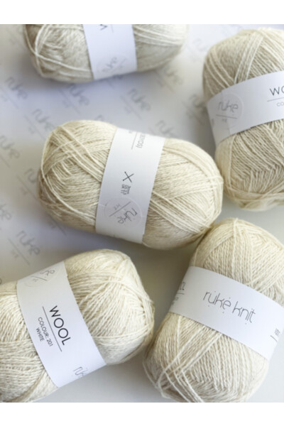 Ruke knit Wool yarn - Wool white colour (201), 100g