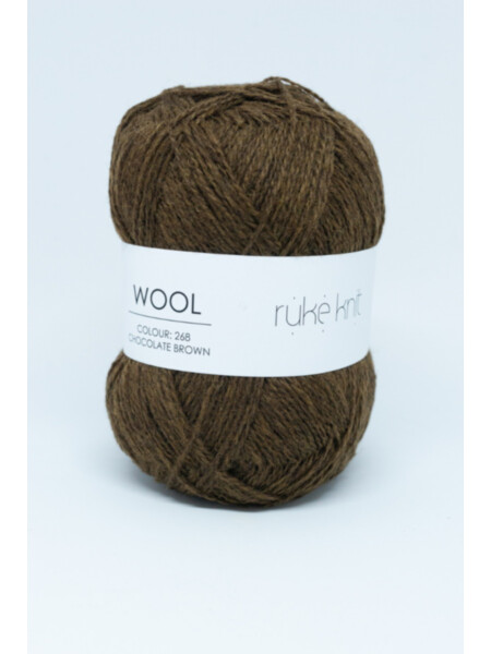 Ruke knit Wool yarn - Rust brown colour (268), 100g