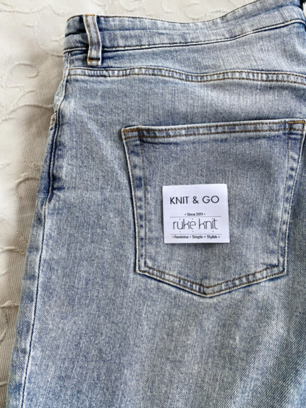 Woven label Knit and Go by ruke knit