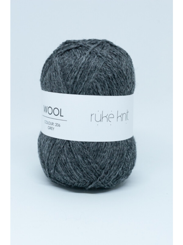 Ruke knit Wool yarn Grey colour, no. 206