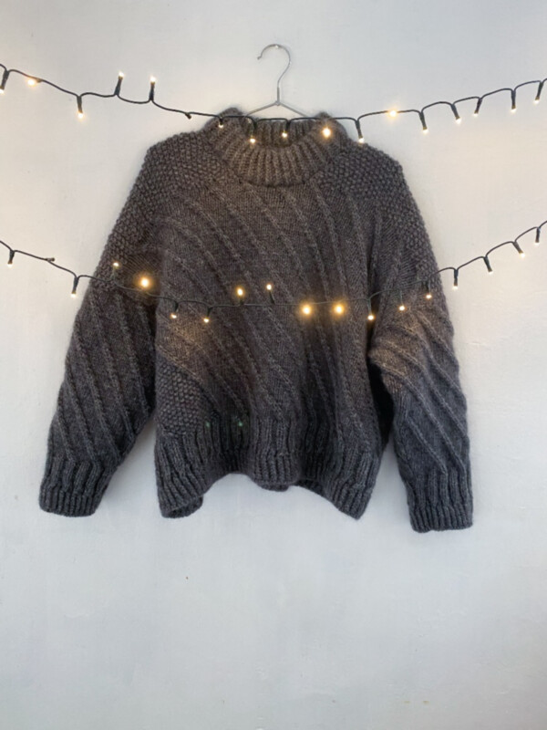 Knitting pattern for the Sand Dunes sweater with slanted stripes