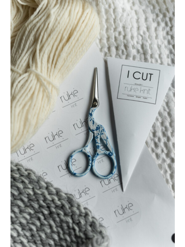 Embroidery scissors stork 11.5cm Blue flower - Ruke knit patterns